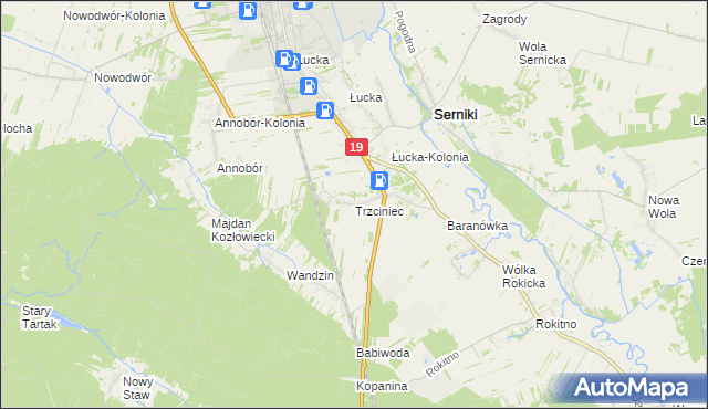 mapa Trzciniec gmina Lubartów, Trzciniec gmina Lubartów na mapie Targeo