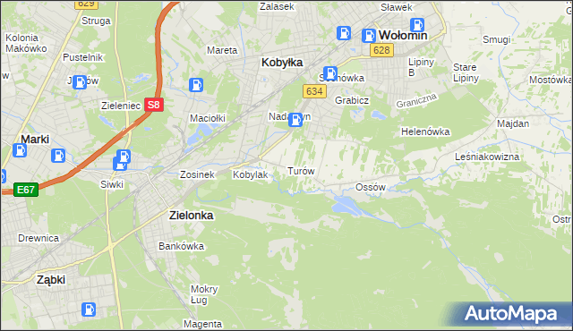 mapa Turów gmina Wołomin, Turów gmina Wołomin na mapie Targeo