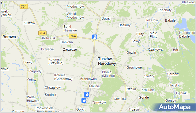 mapa Tuszów Narodowy, Tuszów Narodowy na mapie Targeo