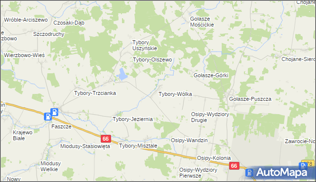 mapa Tybory-Wólka, Tybory-Wólka na mapie Targeo