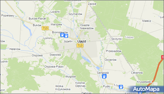 mapa Ujazd powiat tomaszowski, Ujazd powiat tomaszowski na mapie Targeo