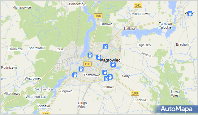 mapa Wągrowiec, Wągrowiec na mapie Targeo