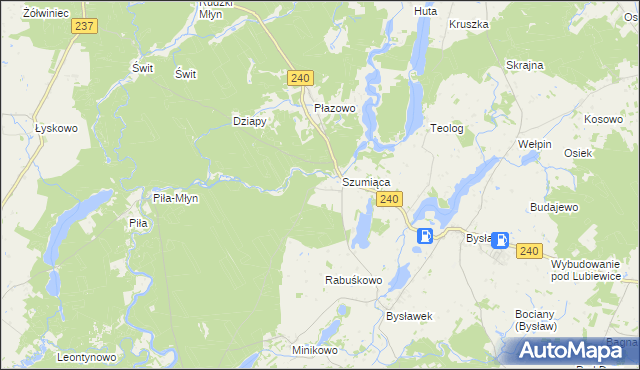 mapa Wandowo gmina Lubiewo, Wandowo gmina Lubiewo na mapie Targeo
