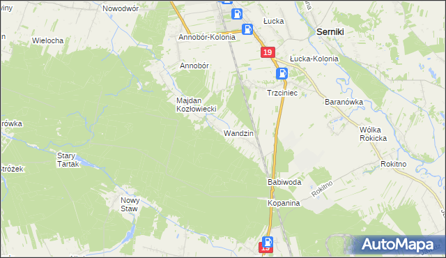 mapa Wandzin gmina Lubartów, Wandzin gmina Lubartów na mapie Targeo