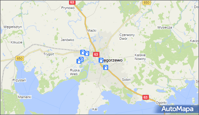 mapa Węgorzewo, Węgorzewo na mapie Targeo