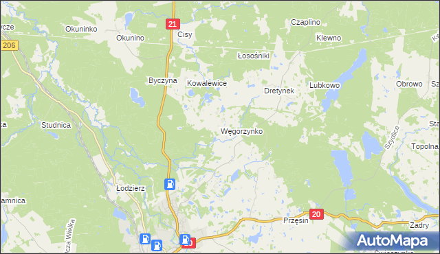 mapa Węgorzynko, Węgorzynko na mapie Targeo