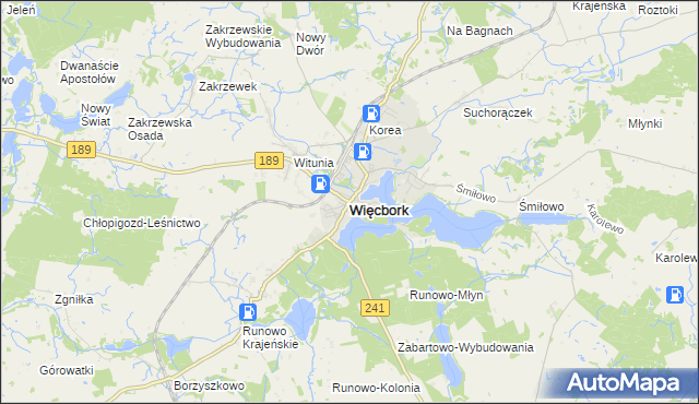 mapa Więcbork, Więcbork na mapie Targeo