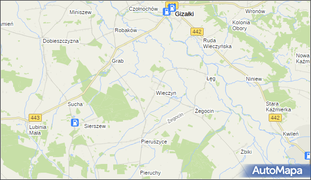 mapa Wieczyn, Wieczyn na mapie Targeo