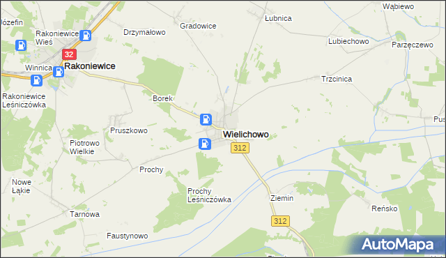 mapa Wielichowo powiat grodziski, Wielichowo powiat grodziski na mapie Targeo