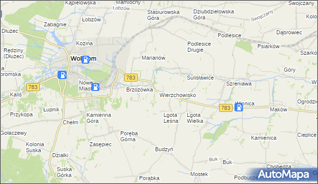 mapa Wierzchowisko gmina Wolbrom, Wierzchowisko gmina Wolbrom na mapie Targeo