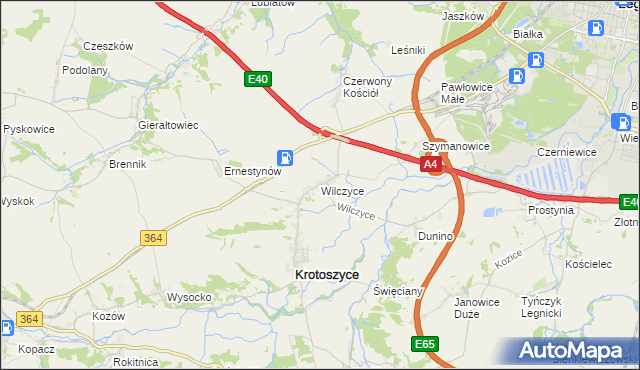 mapa Wilczyce gmina Krotoszyce, Wilczyce gmina Krotoszyce na mapie Targeo