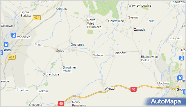 mapa Wilków gmina Biała, Wilków gmina Biała na mapie Targeo