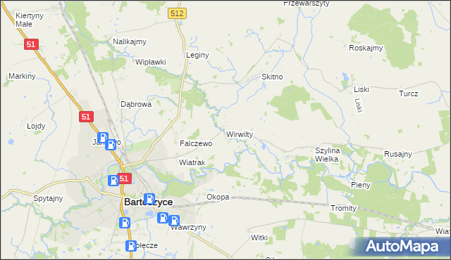 mapa Wirwilty, Wirwilty na mapie Targeo