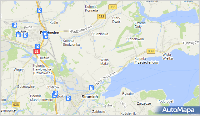 mapa Wisła Mała, Wisła Mała na mapie Targeo