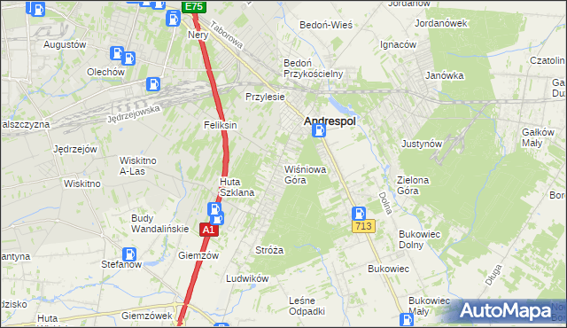 mapa Wiśniowa Góra, Wiśniowa Góra na mapie Targeo