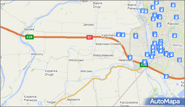 mapa Władysławowo gmina Elbląg, Władysławowo gmina Elbląg na mapie Targeo