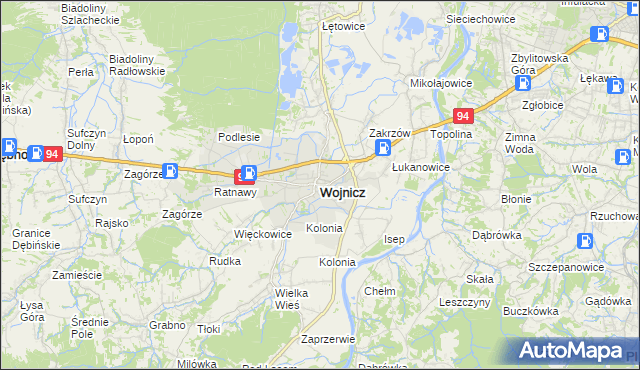 mapa Wojnicz, Wojnicz na mapie Targeo