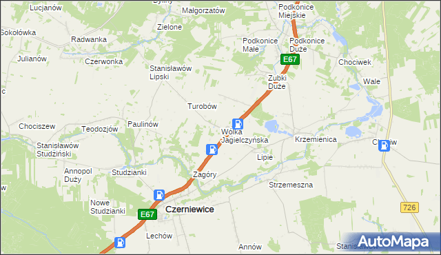 mapa Wólka Jagielczyńska, Wólka Jagielczyńska na mapie Targeo