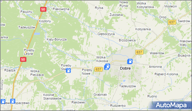 mapa Wólka Kokosia, Wólka Kokosia na mapie Targeo
