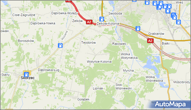 mapa Wołyńce gmina Siedlce, Wołyńce gmina Siedlce na mapie Targeo