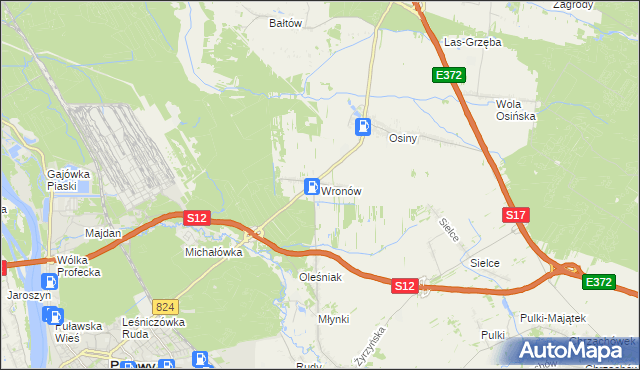 mapa Wronów gmina Końskowola, Wronów gmina Końskowola na mapie Targeo