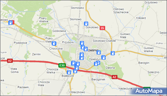 mapa Wrześni, Września na mapie Targeo