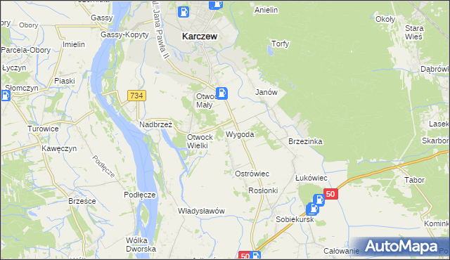 mapa Wygoda gmina Karczew, Wygoda gmina Karczew na mapie Targeo
