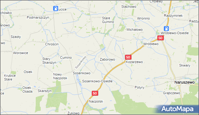 mapa Zaborowo gmina Naruszewo, Zaborowo gmina Naruszewo na mapie Targeo