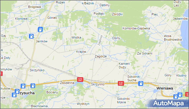 mapa Zagórze gmina Wieniawa, Zagórze gmina Wieniawa na mapie Targeo