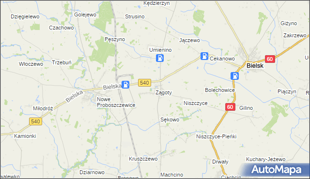 mapa Zągoty, Zągoty na mapie Targeo