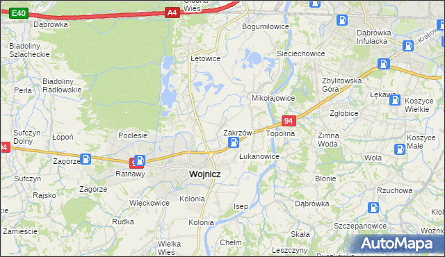 mapa Zakrzów gmina Wojnicz, Zakrzów gmina Wojnicz na mapie Targeo