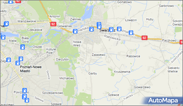 mapa Zalasewo, Zalasewo na mapie Targeo