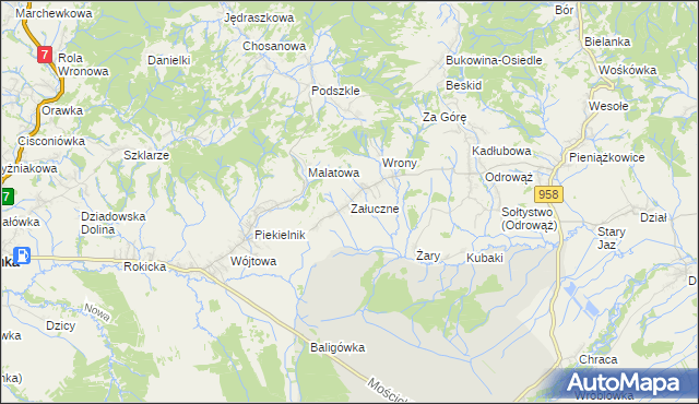 mapa Załuczne, Załuczne na mapie Targeo