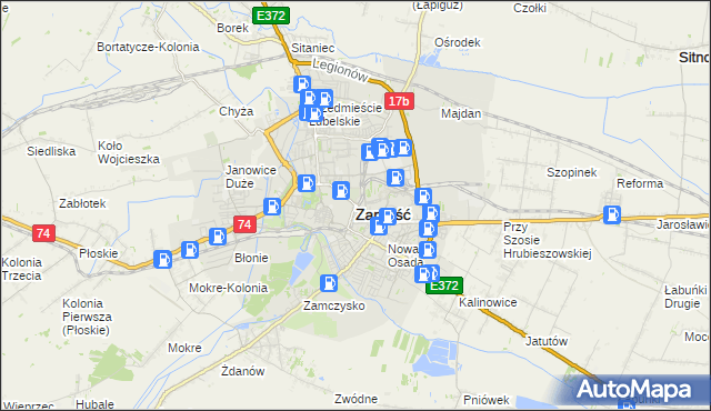 mapa Zamościa, Zamość na mapie Targeo