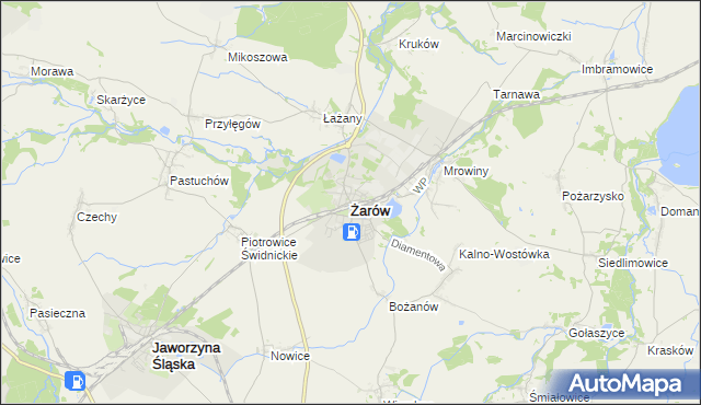 mapa Żarów powiat świdnicki, Żarów powiat świdnicki na mapie Targeo