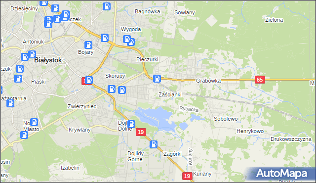 mapa Zaścianki gmina Supraśl, Zaścianki gmina Supraśl na mapie Targeo