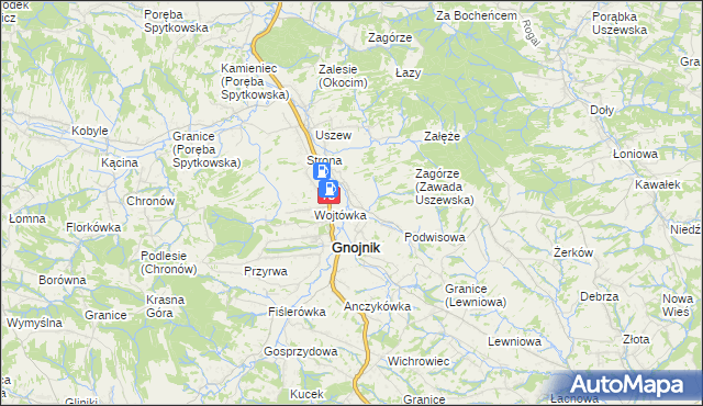 mapa Zawada Uszewska, Zawada Uszewska na mapie Targeo