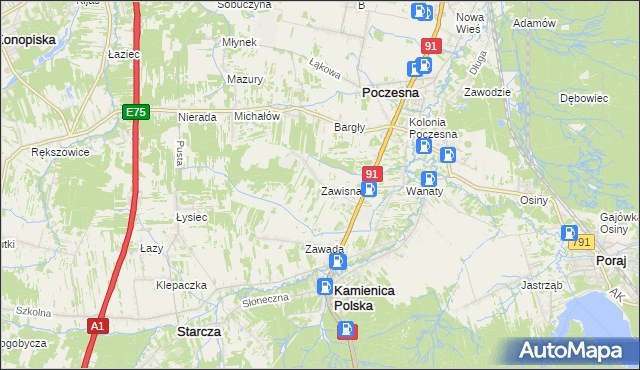 Stacja paliw w Zawisna gmina Kamienica Polska Motoryzacja na mapie