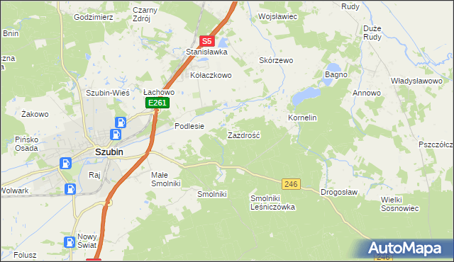 mapa Zazdrość gmina Szubin, Zazdrość gmina Szubin na mapie Targeo