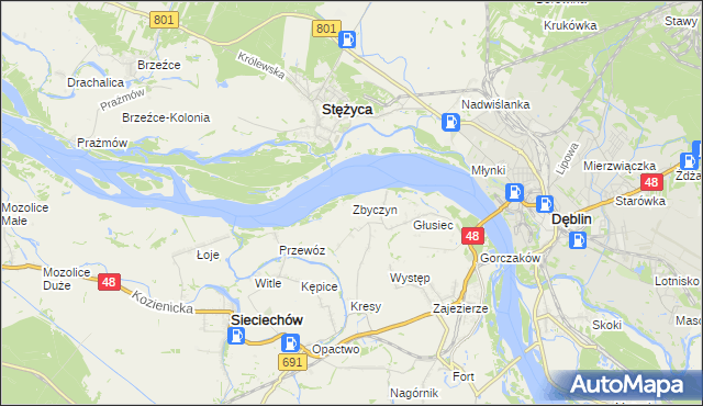 mapa Zbyczyn, Zbyczyn na mapie Targeo