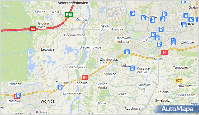 mapa Zbylitowska Góra, Zbylitowska Góra na mapie Targeo