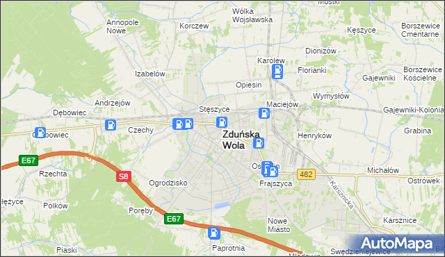 mapa Zduńska Wola, Zduńska Wola na mapie Targeo