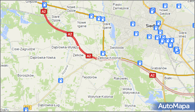 mapa Żelków-Kolonia, Żelków-Kolonia na mapie Targeo