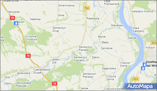 mapa Zemborzyn Pierwszy gmina Solec nad Wisłą, Zemborzyn Pierwszy gmina Solec nad Wisłą na mapie Targeo