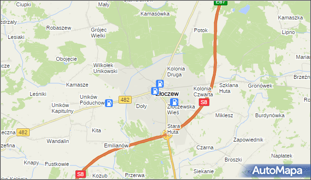 mapa Złoczew, Złoczew na mapie Targeo