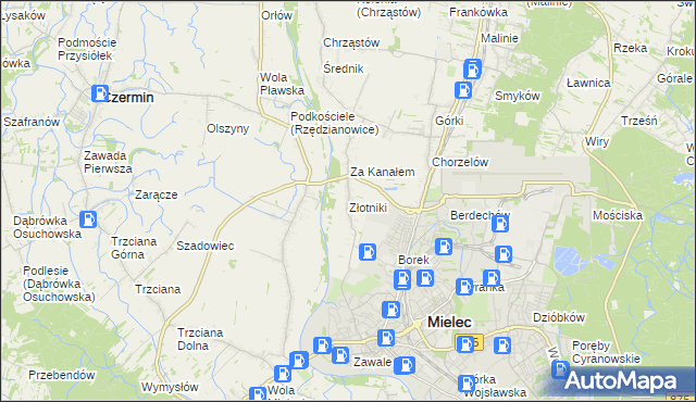 mapa Złotniki gmina Mielec, Złotniki gmina Mielec na mapie Targeo