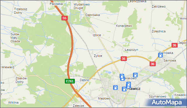 mapa Żylice gmina Rawicz, Żylice gmina Rawicz na mapie Targeo