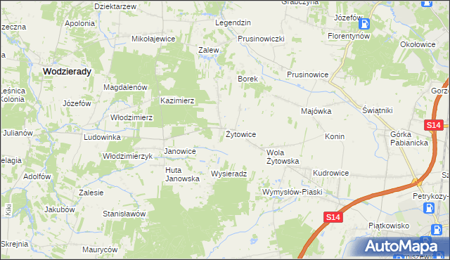 mapa Żytowice, Żytowice na mapie Targeo