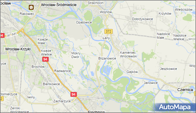 mapa Blizanowice, Blizanowice na mapie Targeo