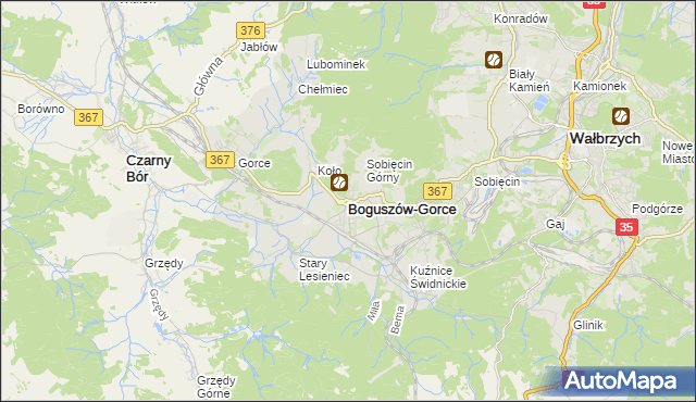 mapa Boguszów-Gorce, Boguszów-Gorce na mapie Targeo